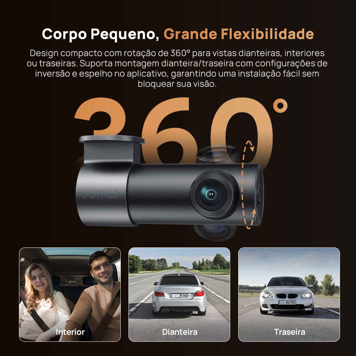 Câmera Automotiva 70mai M310 Wi-Fi 2K QHD 1296P G-Sensor APP Câmera Veicular Controle de Voz Visão Noturna HD 24H Amplo Ângulo de 130°